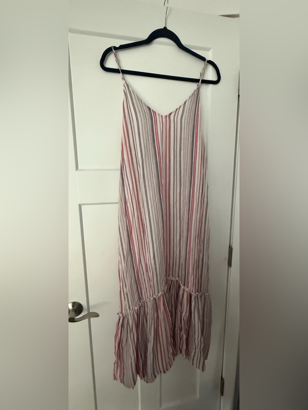 Montce Striped Maxi Slip Skirt in Pink and Gray